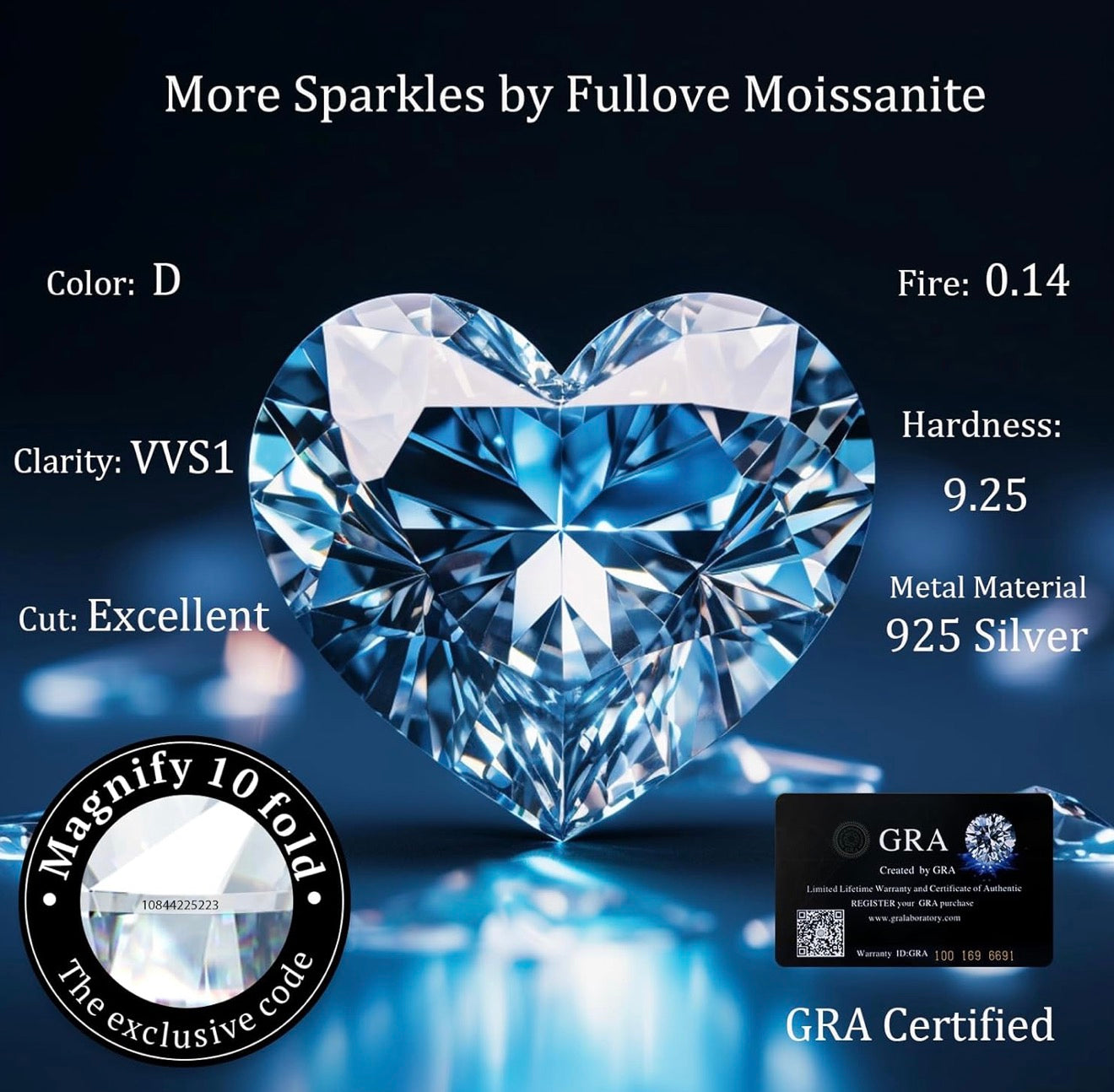 4.0 Carats Heart Moissanite Sterling Sliver Necklace