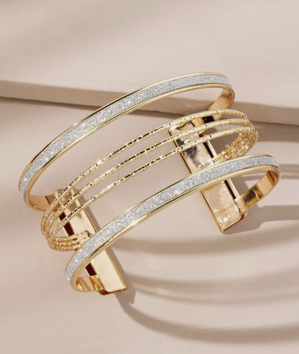 Bracelet Jonc Rigide Ouvert Or Doré Bijoux Femme Métallique Métal Neuf Tendance