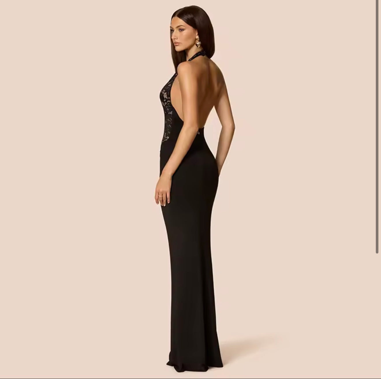 Blifanbo dentelle Sexy col en V licou Robe Maxi femmes épaules dénudées sans manches dos nu mode Robe Club fête Robe de soirée élégante