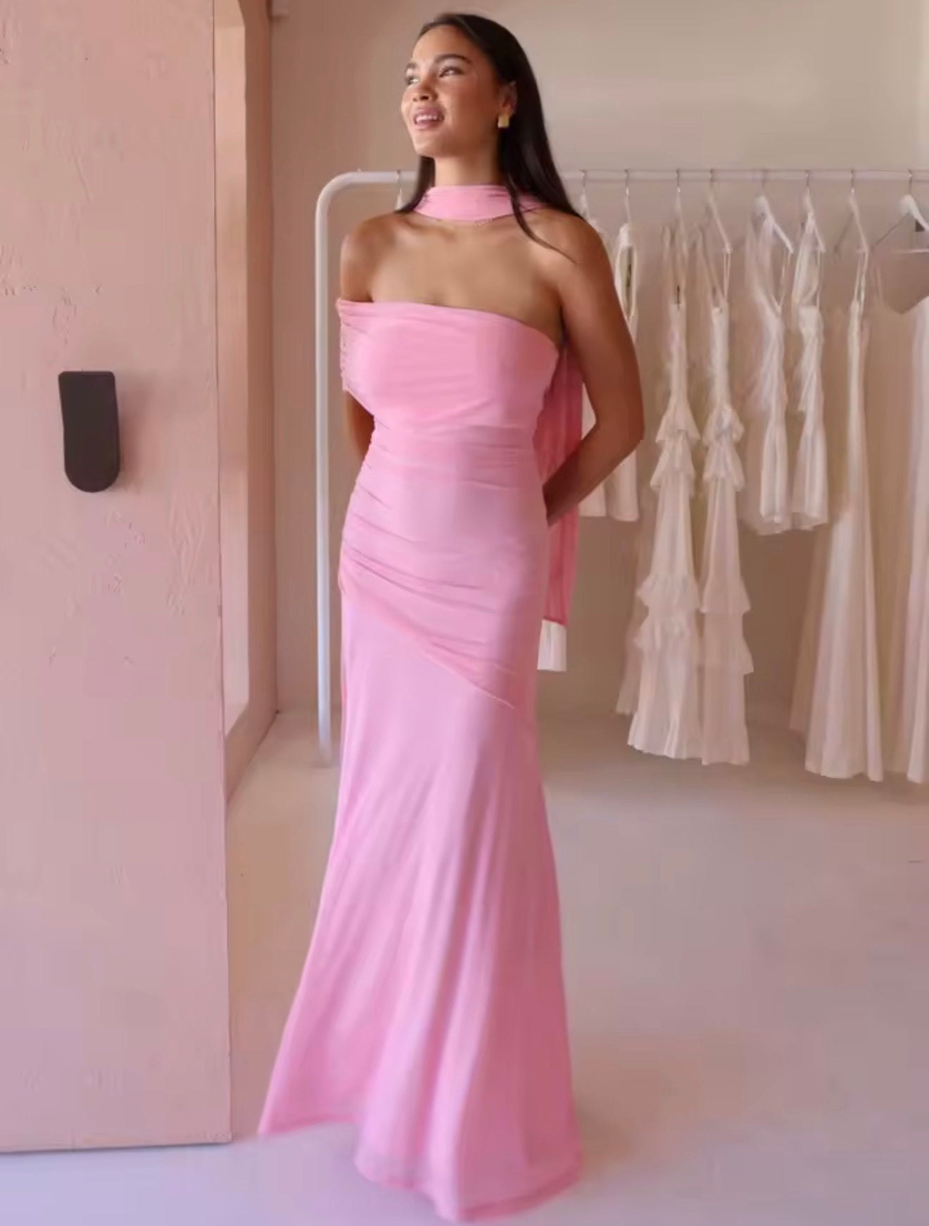 Blifanbo maille épaules dénudées écharpe Sexy robe Maxi automne sans bretelles froncé élégant mode solide mince Patchwork Club robe de soirée